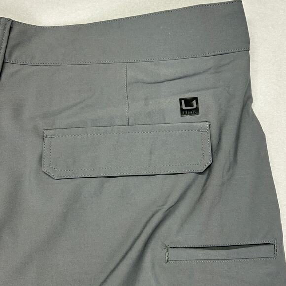 Huk Pursuit Mens XXL 6" Inseam Gray Chino Shorts 43x6 Elastic Waist Fishing Camp - Picture 13 of 13